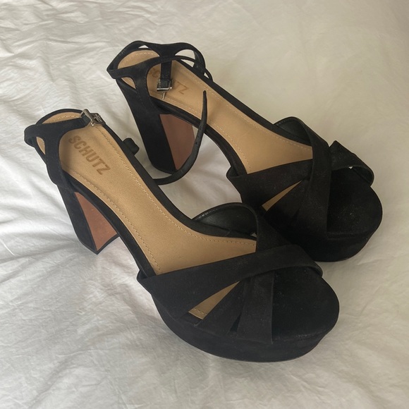 Schutz Keefa Suede Platform Sandals Size 10 - Picture 2 of 6
